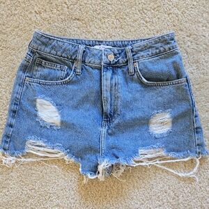 Blue Distressed Denim Shorts